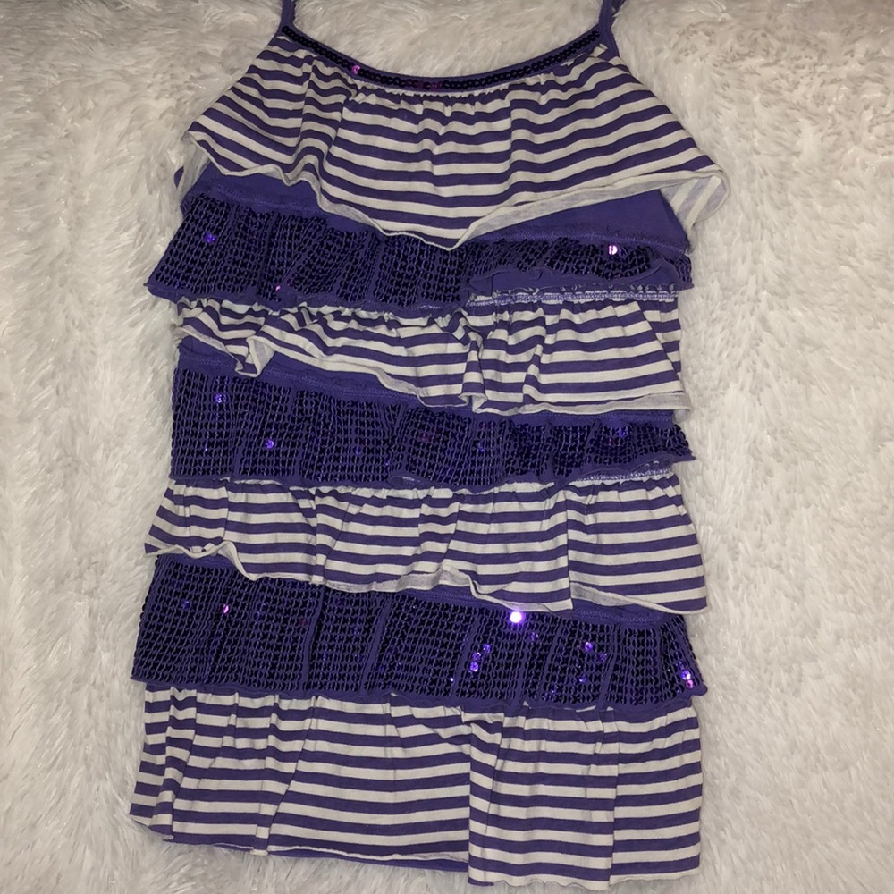2 Justice tank tops purple and blue